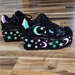 Holographic Star and Moon Platform Sneakers